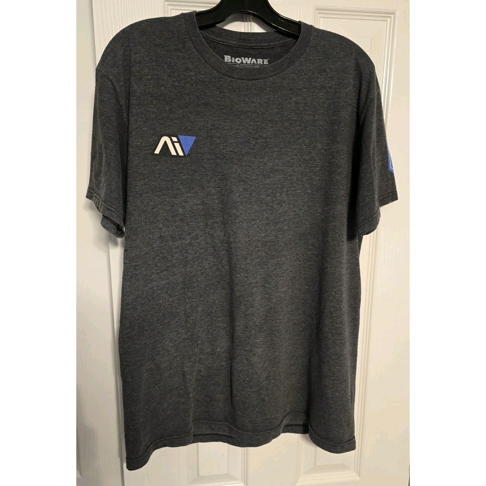 Mens Large Grey Bioware Mass Effect Andromeda Pathfinder T-shirt Graphic Tee